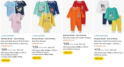 Image of Amazon Brand - Jam & Honey Baby Suit Minimum 80% Discount