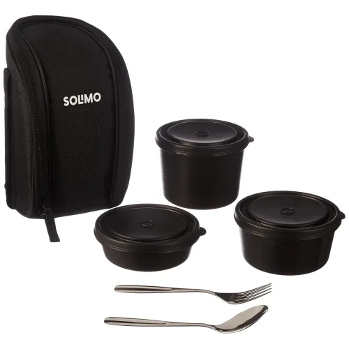 Image of Amazon Brand - Solimo Stainless Steel Microwave Safe Lunch Box Set of 5