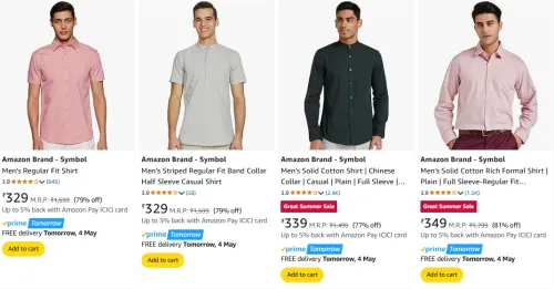 Image of Amazon Brand - Symbol Men's Shirts at minimum 75% Discount