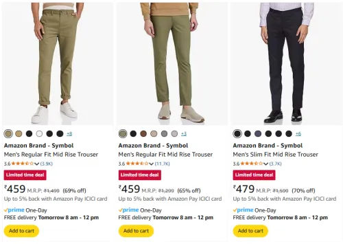 Image of Amazon Brand - Symbol Men's Trousers at minimum 70% Discount