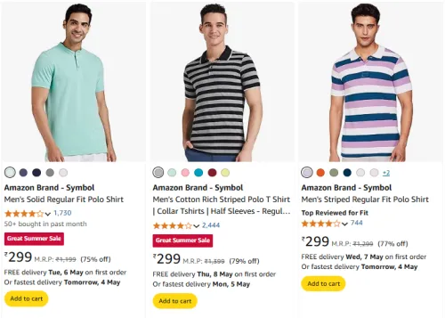 Image of Amazon Brand - Symbol Men's T-shirt at Minimum 60% Discount