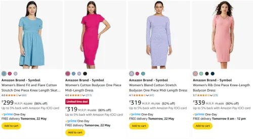 Image of Amazon Brand - Symbol Women's Dresses at minimum 78% Discount