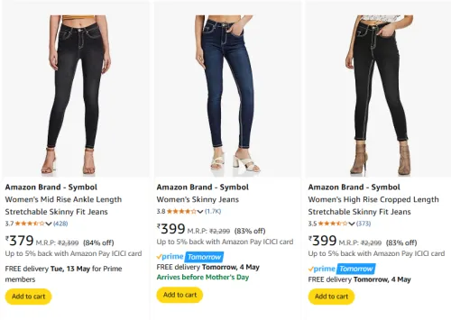 Image of Amazon Brand - Symbol Women's Jeans at minimum 70% Discount