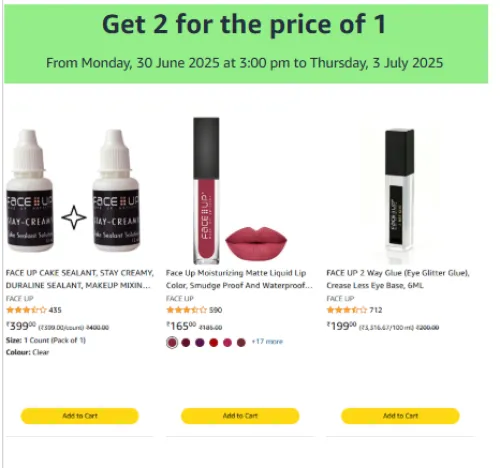 Image of Amazon Offer : Beauty Products Get 2 for the price Of 1