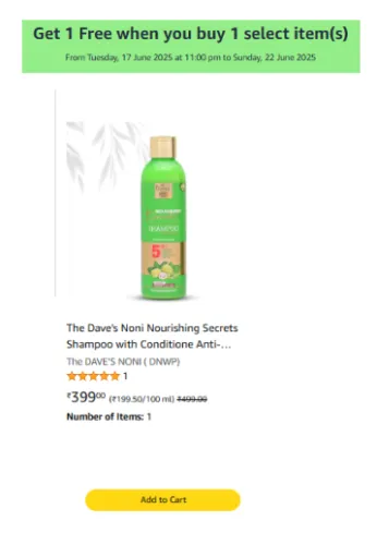 Image of Amazon Offer: Buy Any 1 & Get 1 Product Free On Dave's Noni