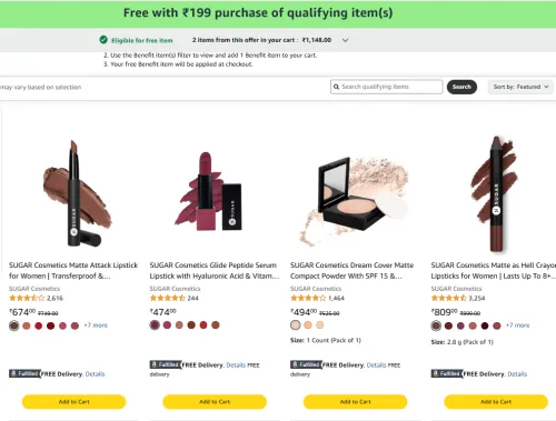 Image of Amazon offer : Buy any ₹199 item get ₹349 item free