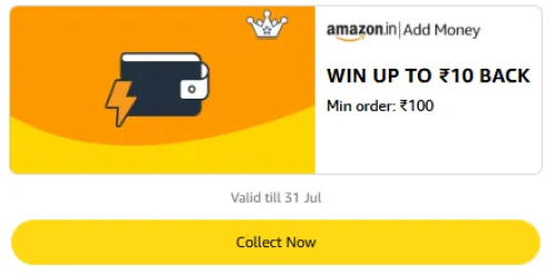 Image of Amazon Offer : Upto ₹10 Cashback on Add Money to Amazon Pay Balance