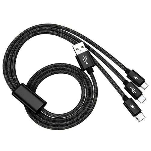 Image of AMBLIC 3-in-1 nylon braided fast charging cable