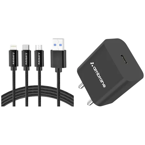 Image of Ambrane 20W Dual Adapter with USB Cable