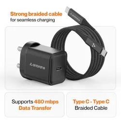 Ambrane 20W Mobile Charger with to Charging Cable | Fast Charging for Android, iPhone
