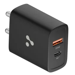 Ambrane 20W USB Dual Port BoostedSpeed Charger with Power Delivery & Quick Charge, Made in India.