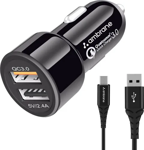 Image of Ambrane 27 W Qualcomm Certified Turbo Car Charger 