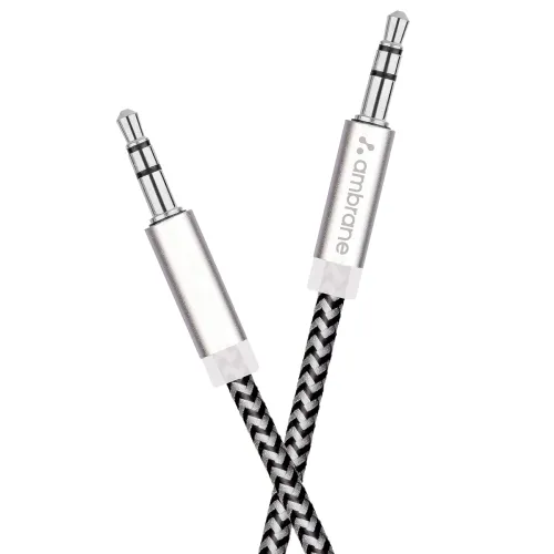 Image of Ambrane 3.5mm AUX Audio Cable (1.5m, Black & Grey)