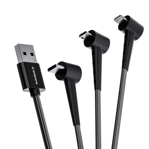 Image of Ambrane 3 in 1 Type C, Lightning and Micro USB Standing Cable
