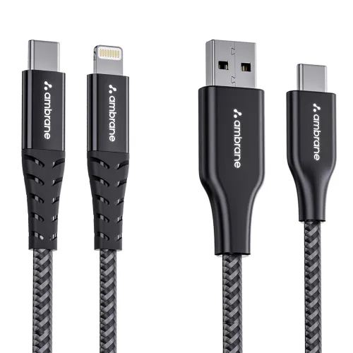 Image of Ambrane Pack Of 2 Type C To Lightning Cable