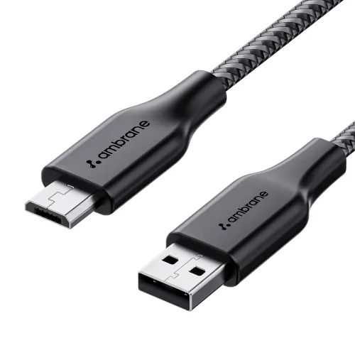 Image of Ambrane Unbreakable 60W / 3A Fast Charging 1.5m Braided Micro USB Cable