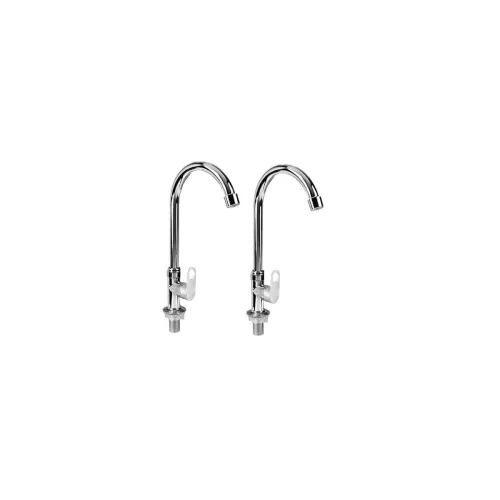 Image of AMJ Stainless Steel Swan Neck Pillar Cock Brass Chrome Plated
