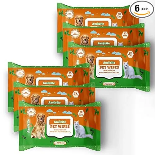 Image of AMORITE Anti-Bacterial Pet Wipes (Pack of 6).