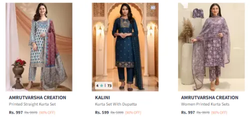 Image of AMRUTVARSHA CREATION Women's Kurta set Flat 90% Discount