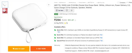 Image of AMYTEL 10000 mAh 15 W Power Bank