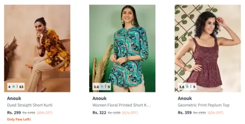 Image of Anouk Women's Short Kurti at Minimum 80% Discount