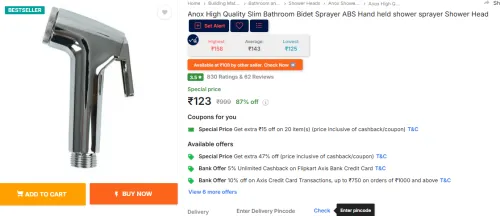 Image of Anox Slim Bathroom Bidet Sprayer