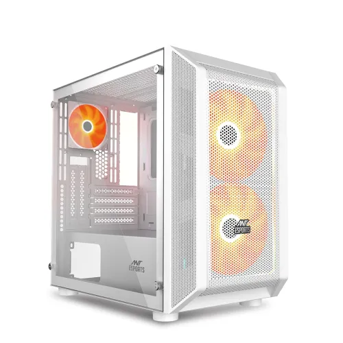 Image of Ant Esports 200 Air Mini M-ATX Cabinet (2×200mm ARGB Fans, White) 