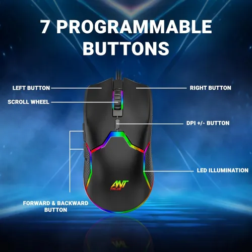 Image of Ant Value GM1001 USB Wired Gaming Mouse,6 Adjustable 12800 DPI Computer Mouse