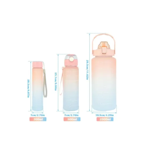 Image of ANTICMART || Motivational Water Bottle Combo Set (2L, 900ML, 300ML) |