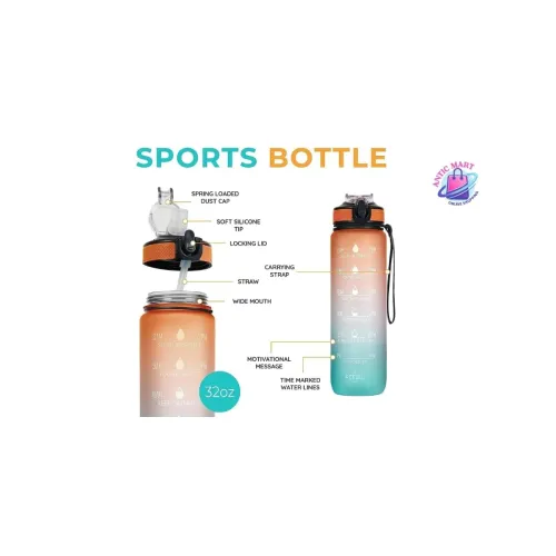Image of ANTICMART Plastic Motivational Water Bottle for Fitness, Gym, Office 1liter, Pack 1