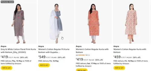 Image of Anyra Grey Women Print Kurta Flat 90% Discount 