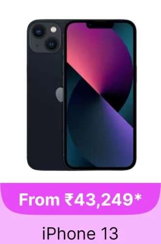 Image of Apple iphone 13 starting @ ₹43249 on Flipkart GOAT Sale