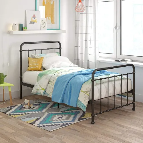Image of APRODZ Marks Twin Size Metal Bed (Metal - Black Powdercoated)