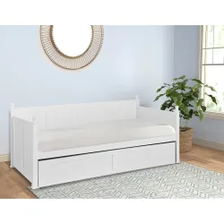 APRODZ Solid Wood Acton Daybed with Trundle Bed for Living Room
