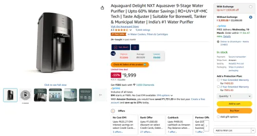 Image of Aquaguard Delight NXT Aquasaver 9-Stage Water Purifier