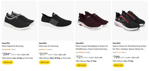 Image of Aqualite Mens Running Shoes starting @ ₹294