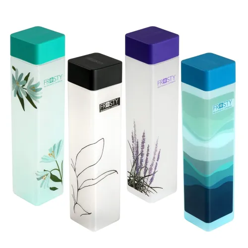 Image of AQUAWARE Frosty Plastic Square Bottle Gift Set (4 Pieces,1L)