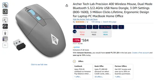 Image of Archer Tech Lab Precision 400 wireless mouse.