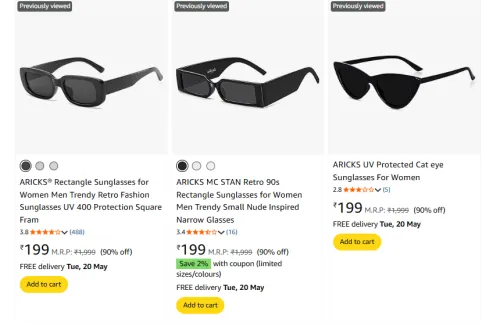 Image of ARICKS Sunglasses for Women Men Flat 90% Discount