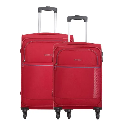 Image of Aristocrat Baleno Set of 2 Red Softsided Trolleys