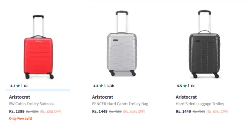 Image of Aristocrat CHROMA 8W Cabin Trolley Suitcase Starting At @₹1399