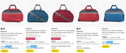 Image of Aristocrat Duffle Bag Starting @ ₹491