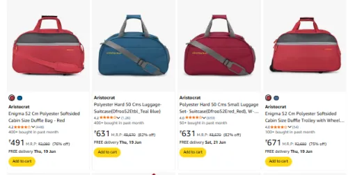 Image of Aristocrat Duffle Bag Starts @ ₹491