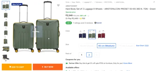 Image of ARISTOCRAT Hard Body Luggage Set of 2