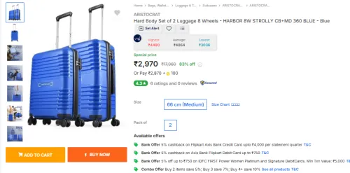 Image of ARISTOCRAT  Hard Body Set of 2 Luggage 8 Wheels 