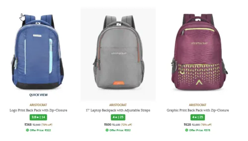 Image of ARISTOCRAT Logo Print Back Pack Starting At @₹568