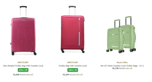 Image of ARISTOCRAT Men Striped Trolley Bag up to @ ₹80% Discount