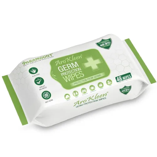 Image of AROKLEEN 99.99% 48 Count Germ Protection Multipurpose Thick & Soft Wet Wipes