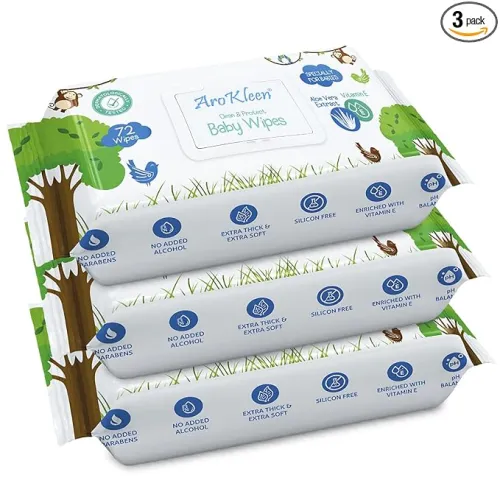 Image of AroKleen Pure Water Soft Cleansing Baby Wipes | 216 Wipes-Pack of 3