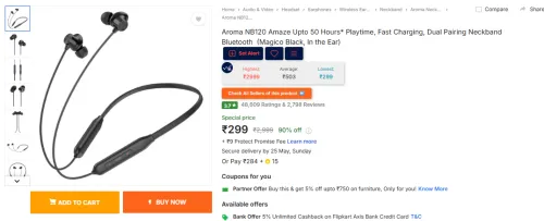 Image of Aroma NB120 Neckband: 50H Playtime